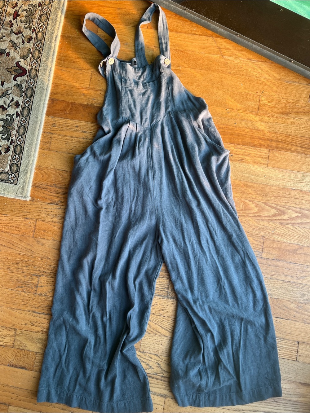 Automate Wide-Leg Linen-Blend Overalls Jumpsuit in Slate Blue/grey - Small